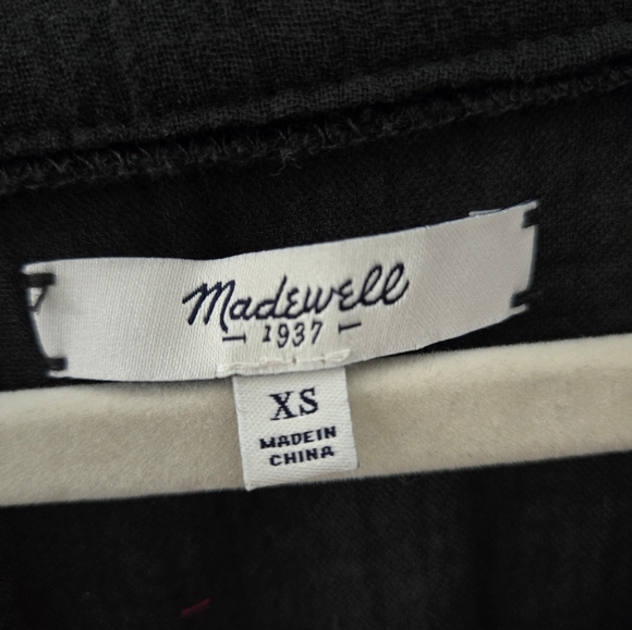 Madewell Gauzed Pullover Blouse V Neck Long Sleeve Embroidered Boho Black XS - Picture 4 of 5